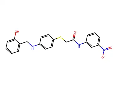 2-((4-((2-Hydroxybenzyl)amino)phenyl)thio)-N-(3-nitrophenyl)acetamide structure