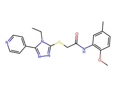 2-((4-ET-5-(4-Pyridinyl)-4H-1,2,4-triazol-3-YL)thio)-N-(2-meo-5-ME-PH)acetamide structure