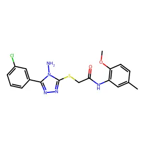 2-((4-Amino-5-(3-CL-PH)-4H-1,2,4-triazol-3-YL)thio)-N-(2-meo-5-ME-PH)acetamide structure