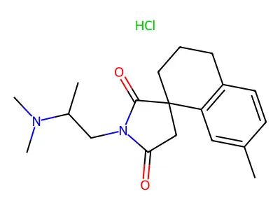 Spiro(naphthalene-1(2H),3'-pyrrolidine)-2',5'-dione, 3,4-dihydro-1'-(2-(dimethylamino)propyl)-7-methyl-, hydrochloride structure