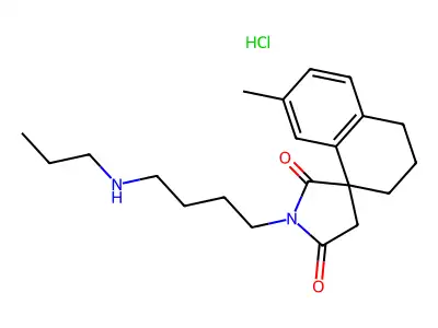 Spiro(naphthalene-1(2H),3'-pyrrolidine)-2',5'-dione, 3,4-dihydro-1'-(4-(propylamino)butyl)-7-methyl-, hydrochloride structure