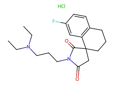 Spiro(naphthalene-1(2H),3'-pyrrolidine)-2',5'-dione, 3,4-dihydro-1'-(3-(diethylamino)propyl)-7-fluoro-, hydrochloride structure