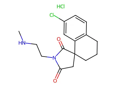 Spiro(naphthalene-1(2H),3'-pyrrolidine)-2',5'-dione, 3,4-dihydro-7-chloro-1'-(2-(methylamino)ethyl)-, hydrochloride structure