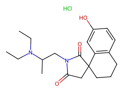 Spiro(naphthalene-1(2H),3'-pyrrolidine)-2',5'-dione, 3,4-dihydro-1'-(2-(diethylamino)propyl)-7-hydroxy-, hydrochloride structure