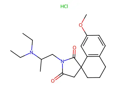 Spiro(naphthalene-1(2H),3'-pyrrolidine)-2',5'-dione, 3,4-dihydro-1'-(3-(diethylamino)propyl)-7-methoxy-, hydrochloride structure