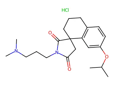 Spiro(naphthalene-1(2H),3'-pyrrolidine)-2',5'-dione, 3,4-dihydro-1'-(3-(dimethylamino)propyl)-7-methoxy-, hydrochloride structure