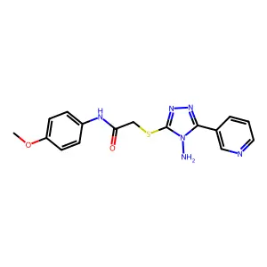 2-((4-Amino-5-(3-pyridinyl)-4H-1,2,4-triazol-3-YL)thio)-N-(4-meo-PH)acetamide structure