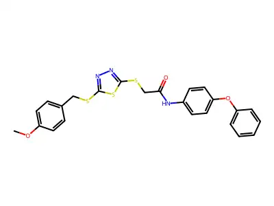 2-((5-((4-Meo-benzyl)thio)-1,3,4-thiadiazol-2-YL)thio)-N-(4-phenoxy-PH)acetamide structure