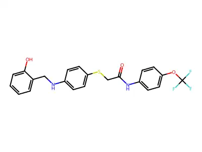 2-((4-((2-Hydroxybenzyl)amino)PH)thio)-N-(4-(trifluoromethoxy)phenyl)acetamide structure