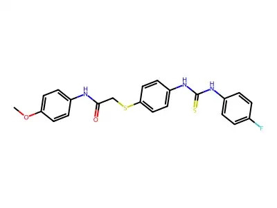 2-((4-(((4-Fluoroanilino)carbothioyl)amino)PH)thio)-N-(4-methoxyphenyl)acetamide structure