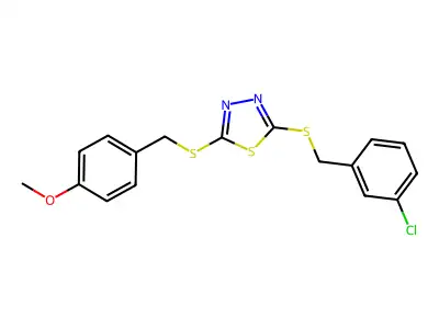 4-(((5-((3-Chlorobenzyl)thio)-1,3,4-thiadiazol-2-YL)thio)ME)phenyl methyl ether structure