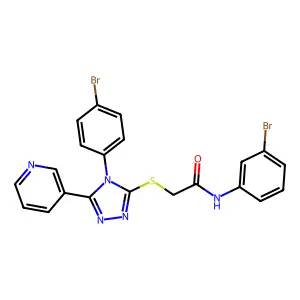 N-(3-BR-PH)-2-((4-(4-BR-PH)-5-(3-Pyridinyl)-4H-1,2,4-triazol-3-YL)thio)acetamide structure