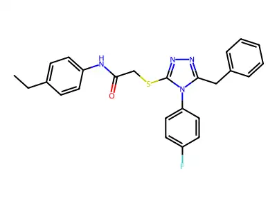 2-((5-Benzyl-4-(4-F-PH)-4H-1,2,4-triazol-3-YL)thio)-N-(4-ethylphenyl)acetamide structure