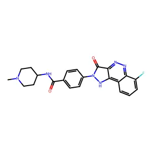 benzamide, 4-(6-fluoro-3,5-dihydro-3-oxo-2H-pyrazolo[4,3-c]cinnolin-2-yl)-N-(1-methyl-4-piperidinyl)- structure