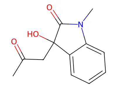 3-hydroxy-1-methyl-3-(2-oxopropyl)-1,3-dihydro-2H-indol-2-one structure