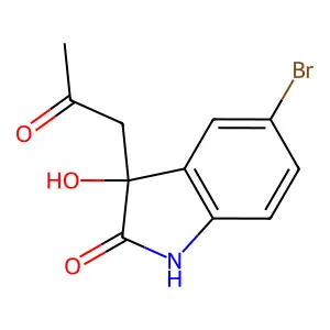 5-Bromo-1,3-dihydro-3-hydroxy-3-(2-oxopropyl)-2H-indol-2-one structure