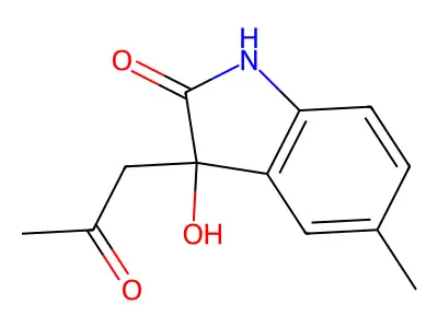 3-Hydroxy-5-methyl-3-(2-oxopropyl)indolin-2-one structure