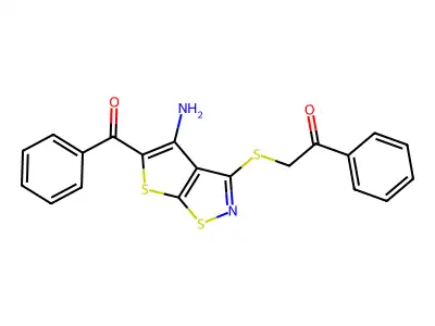 2-(4-Amino-5-benzoylthieno[3,2-d][1,2]thiazol-3-yl)sulfanyl-1-phenylethanone structure
