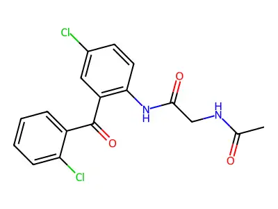 Acetamide, 2-(acetylamino)-N-(4-chloro-2-(2-chlorobenzoyl)phenyl)- structure