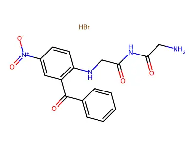 Glycinamide, N-(2-benzoyl-4-nitrophenyl)-glycyl-, hydrobromide, hydrate (2:2:1) structure
