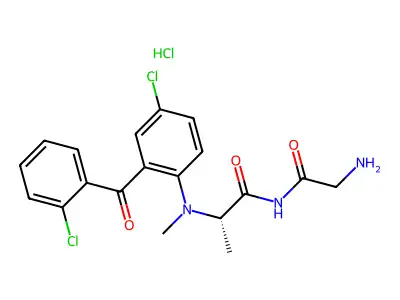 C19H19Cl2N3O3.ClH.1/2H2O structure