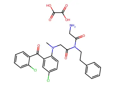 Glycinamide, N-(4-chloro-2-(2-chlorobenzoyl)phenyl)-N-methyl-N-(2-phenylethyl)glycyl-, ethanedioate (1:1) structure