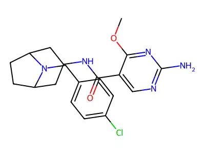2-Amino-N-(8-(p-chlorobenzyl)-3-beta-nortropanyl)-4-methoxy-5-pyrimidinecarboxamide structure