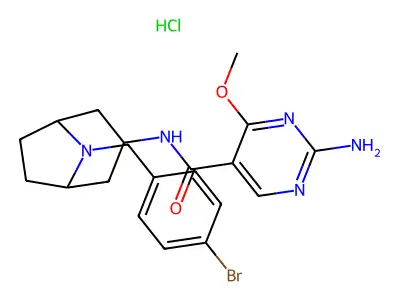 5-Pyrimidinecarboxamide, 2-amino-N-(8-((4-bromophenyl)methyl)-8-azabicyclo(3.2.1)oct-3-yl)-4-methoxy-, monohydrochloride, exo- structure