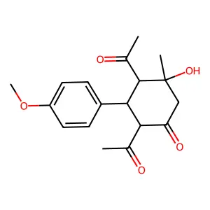 Cyclohexanone, 2,4-diacetyl-5-hydroxy-3-(4-methoxyphenyl)-5-methyl- structure