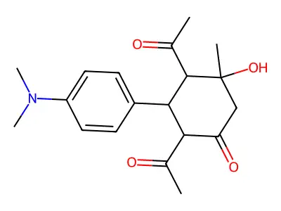 2,4-Diacetyl-3-[4-(dimethylamino)phenyl]-5-hydroxy-5-methylcyclohexanone structure