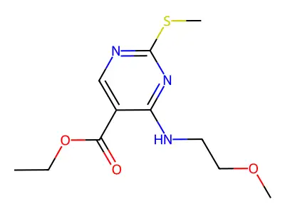 Ethyl 4-[(2-methoxyethyl)amino]-2-(methylsulfanyl)-5-pyrimidinecarboxylate structure