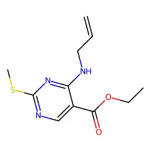Ethyl 2-methylsulfanyl-4-(prop-2-enylamino)pyrimidine-5-carboxylate structure