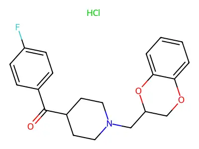 Methanone, (1-((2,3-dihydro-1,4-benzodioxin-2-yl)methyl)-4-piperidinyl)(4-fluorophenyl)-, hydrochloride structure