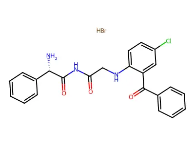 Benzeneacetamide, alpha-amino-N-((((2-benzoyl-4-chlorophenyl)amino)carbonyl)methyl)-, monohydrobromide structure
