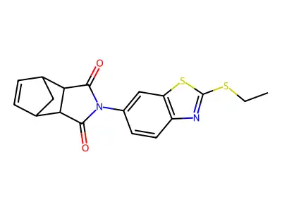 2-(2-(ethylthio)benzo[d]thiazol-6-yl)-3a,4,7,7a-tetrahydro-1H-4,7-methanoisoindole-1,3(2H)-dione structure