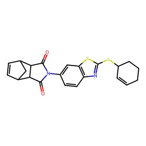 2-{2-[(Cyclohex-2-en-1-yl)sulfanyl]-1,3-benzothiazol-6-yl}-3a,4,7,7a-tetrahydro-1H-4,7-methanoisoindole-1,3(2H)-dione structure