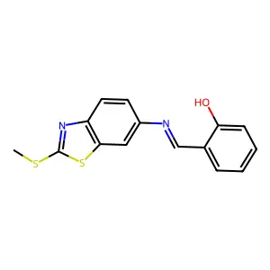 2-[{[2-(Methylsulfanyl)-1,3-benzothiazol-6-yl] imino}methyl]phenol structure