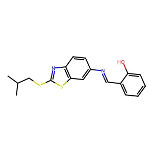 2-[(2-Isobutylsulfanyl-benzothiazol-6-ylimino)-methyl]-phenol structure