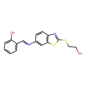 (6E)-6-[({2-[(2-Hydroxyethyl)sulfanyl]-1,3-benzothiazol-6-yl}amino)methylidene]cyclohexa-2,4-dien-1-one structure