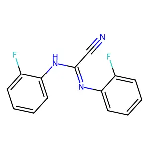 1-cyano-N,N'-bis(2-fluorophenyl)methanimidamide structure