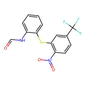 N-[2-[2-nitro-5-(trifluoromethyl)phenyl]sulfanylphenyl]formamide structure