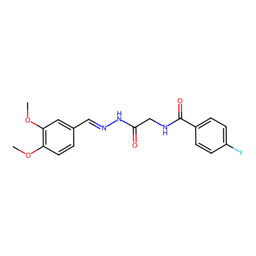 N-(2-(2-(3,4-Dimethoxybenzylidene)hydrazino)-2-oxoethyl)-4-fluorobenzamide structure