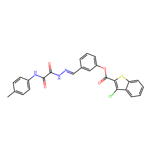 3-(2-(Oxo(4-toluidino)AC)carbohydrazonoyl)PH 3-CL-1-benzothiophene-2-carboxylate structure