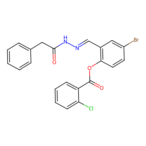 4-Bromo-2-(2-(phenylacetyl)carbohydrazonoyl)phenyl 2-chlorobenzoate structure