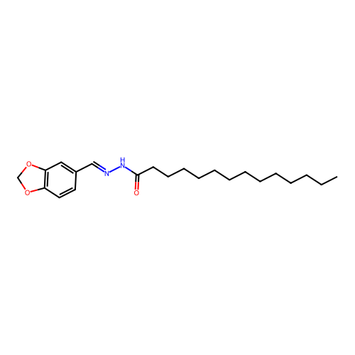 N-(1,3-benzodioxol-5-ylmethylideneamino)tetradecanamide structure