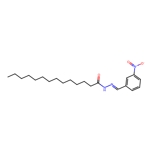 N-[(3-nitrophenyl)methylideneamino]tetradecanamide structure