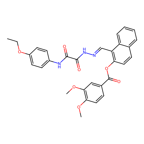 1-((E)-{2-[2-(4-ethoxyanilino)-2-oxoacetyl]hydrazono}methyl)-2-naphthyl 3,4-dimethoxybenzoate structure