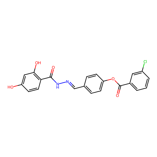 4-(2-(2,4-Dihydroxybenzoyl)carbohydrazonoyl)phenyl 3-chlorobenzoate structure