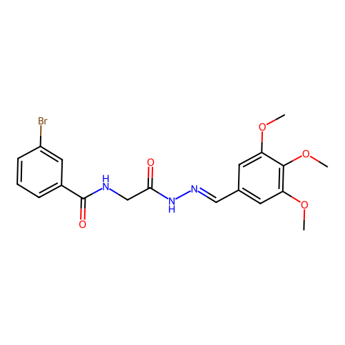 3-Bromo-N-(2-oxo-2-(2-(3,4,5-trimethoxybenzylidene)hydrazino)ethyl)benzamide structure