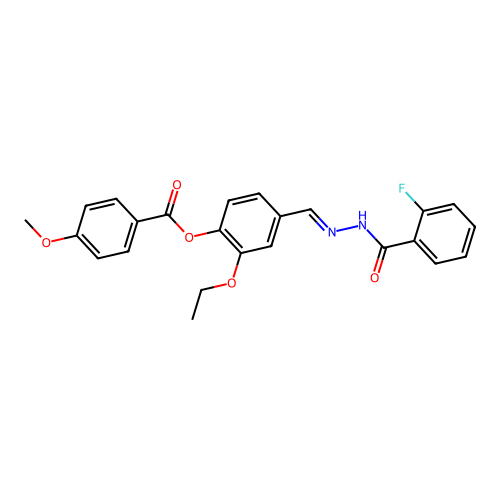 2-Ethoxy-4-(2-(2-fluorobenzoyl)carbohydrazonoyl)phenyl 4-methoxybenzoate structure